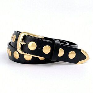 Black Contemporary Women's Gold Rivet Belt